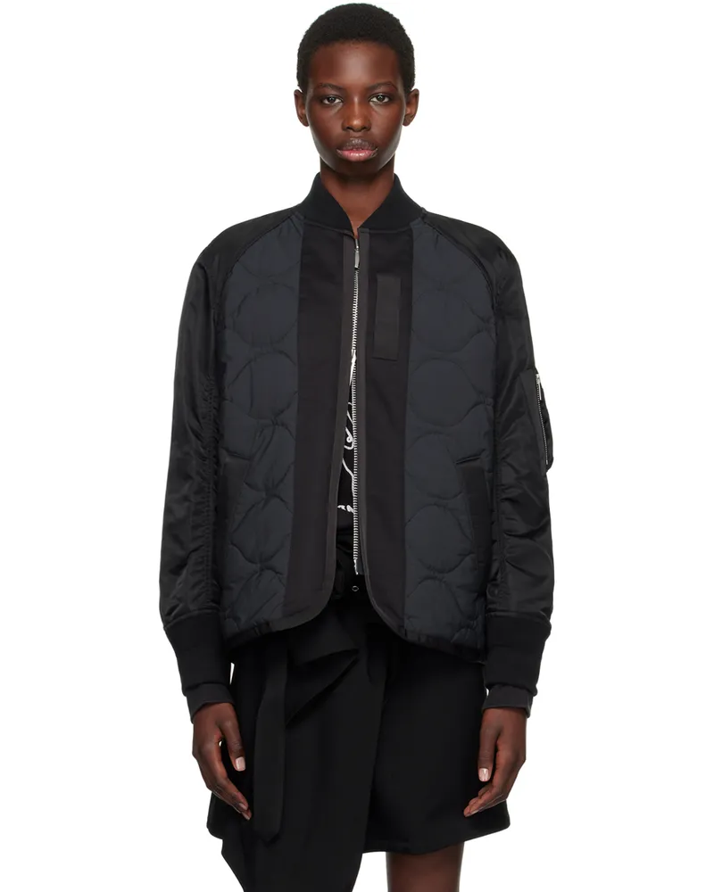 Sacai Black & Navy Quilted Bomber Jacket 001