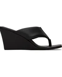 St. Agni Black Thong Wedge Heeled Sandals Black