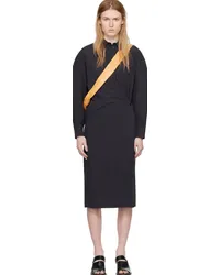 Christophe Lemaire Navy Wrap Midi Dress Bldark