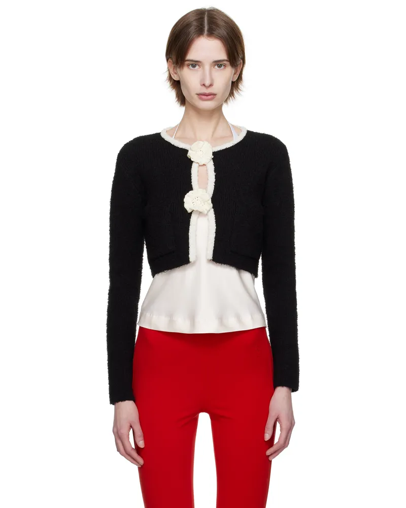 Kijun Black Crochet Knit Cardigan Black