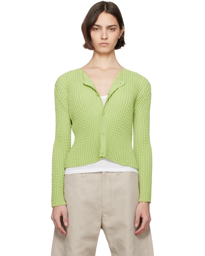 Issey Miyake Green April Spongy-56 Cardigan 60