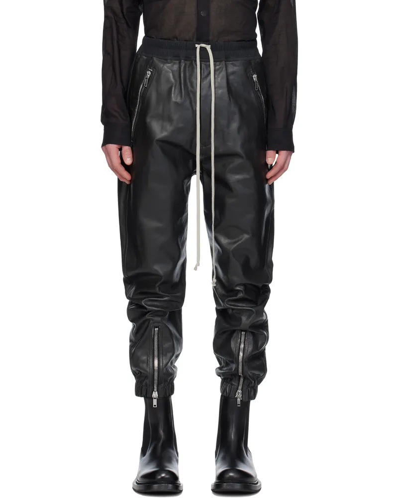Rick Owens Black Hollywood Tecuatl Leather Pants 09