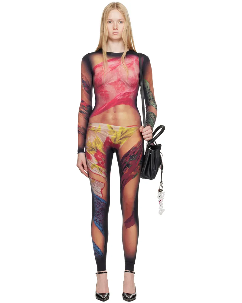 Marine Serre Multicolor Recycled Draped Statue Jersey Unitard Bg50