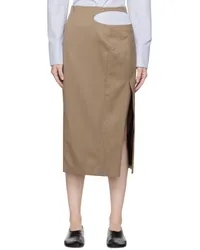 LOW CLASSIC Beige Curve Hole Midi Skirt Be