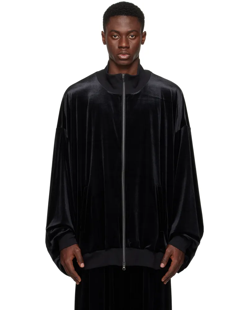 Fumito Ganryu Black Gathered Track Jacket Black