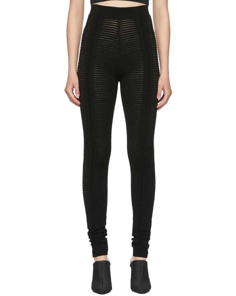 Balmain Black Viscose Leggings 0pa