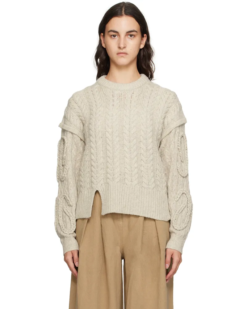 The Garment Gray Canada Cable Braided Sweater Oatmeal