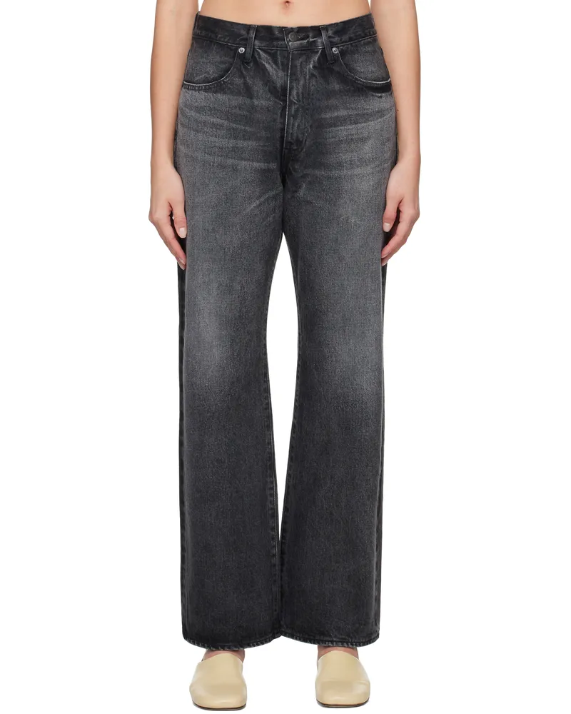 AURALEE Black Selvedge Faded Heavy Jeans Faded