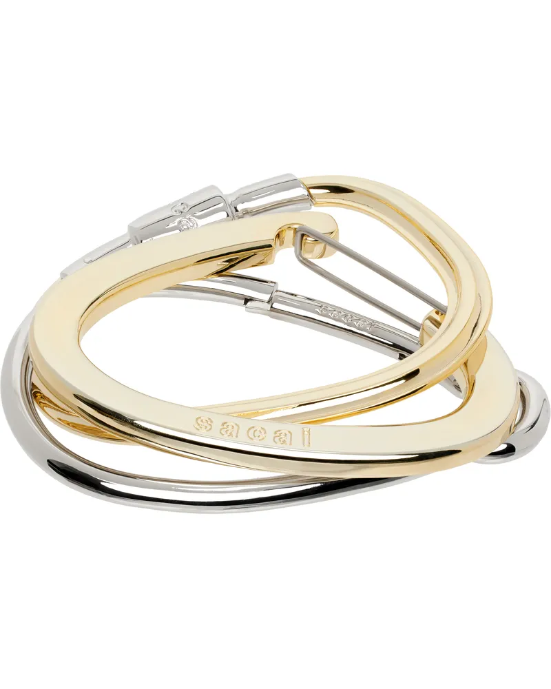Sacai Gold & Silver Carabiner Bangle Bracelet 955