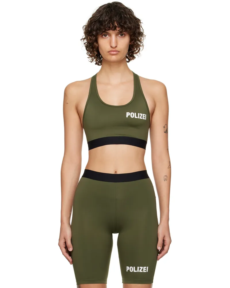 VETEMENTS Khaki Racer Back Sport Bra Police
