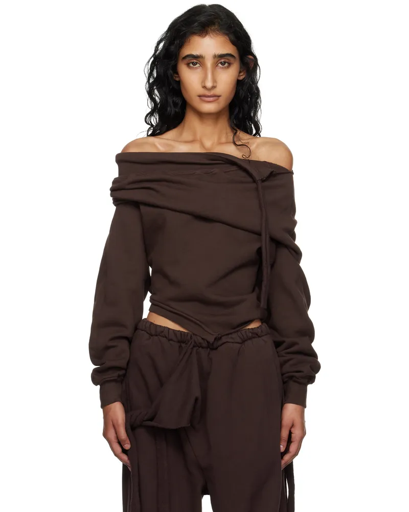 OTTOLINGER Brown Off-Shoulder Slouchy Sweater Brw