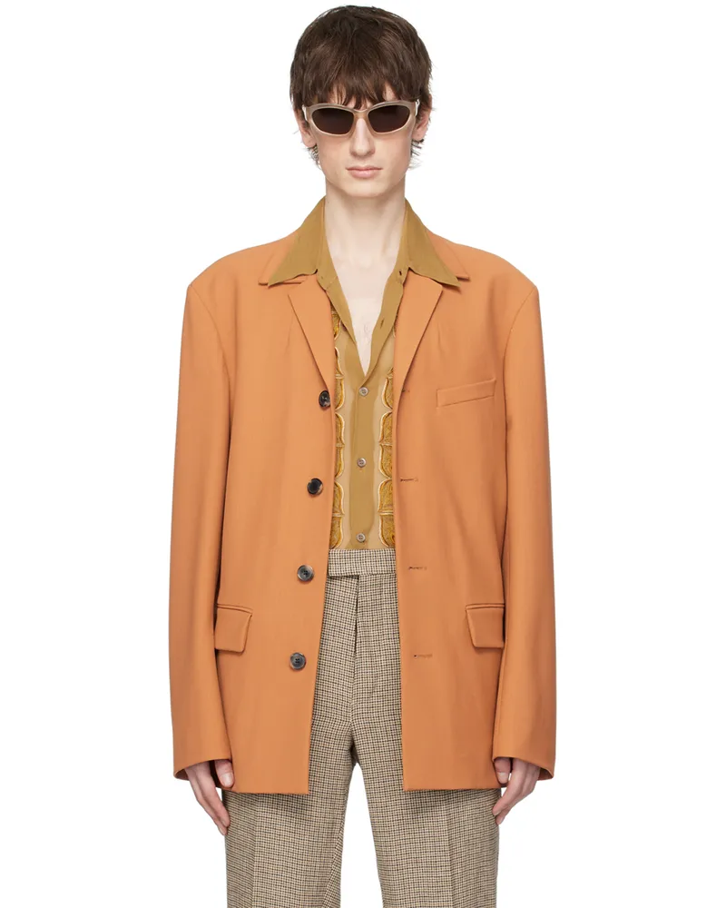 Dries van Noten Orange Buttoned Blazer Light