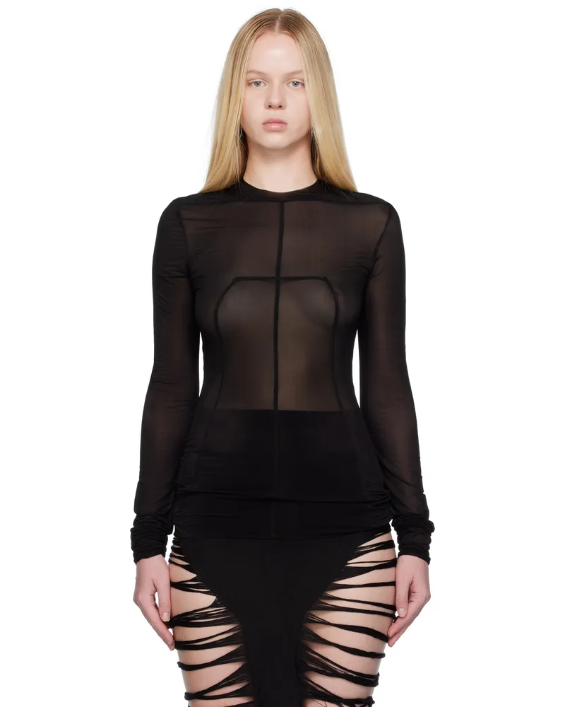 Rick Owens Black Hollywood Stretch Cupro Jersey Lido Top 09