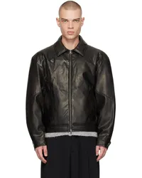 AMOMENTO Black Padded Faux-Leather Jacket Black