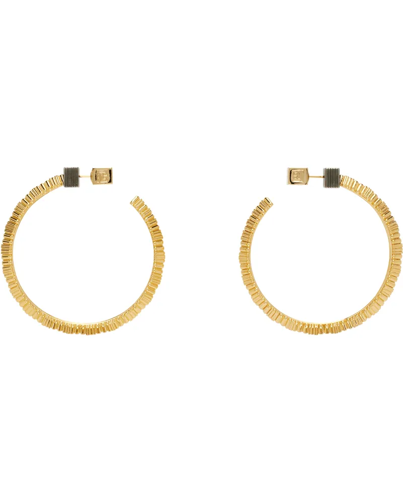 Balmain Gold Brass Perfume Hoop Earrings 0en