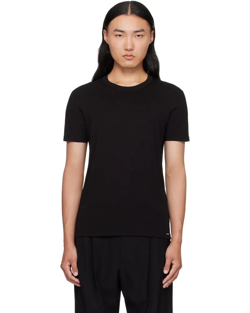 Tom Ford Black Cotton Crewneck T-shirt 002black