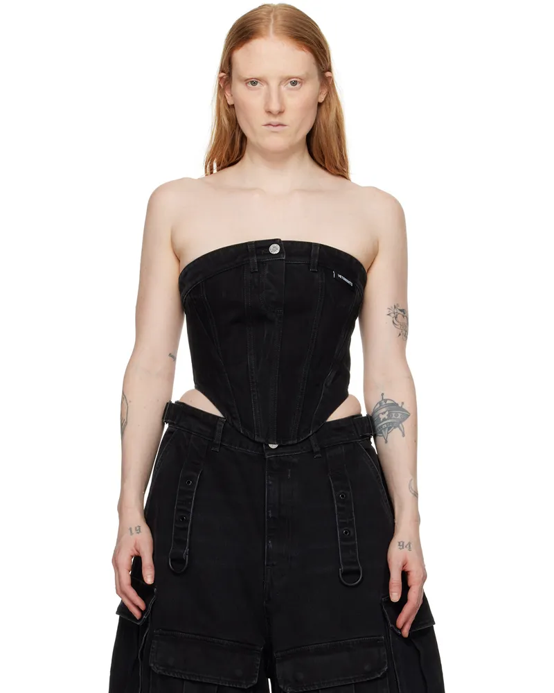 VETEMENTS Black Paneled Denim Tank Top Black
