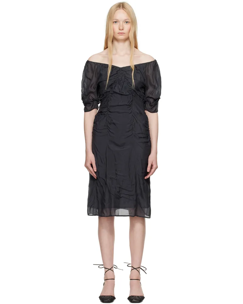 Christophe Lemaire Gray Silk Chiffon Parachute Midi Dress Bk980