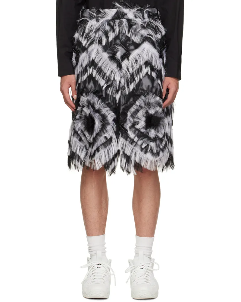 Comme des Garçons Black Fringed Faux-Fur Shorts 1