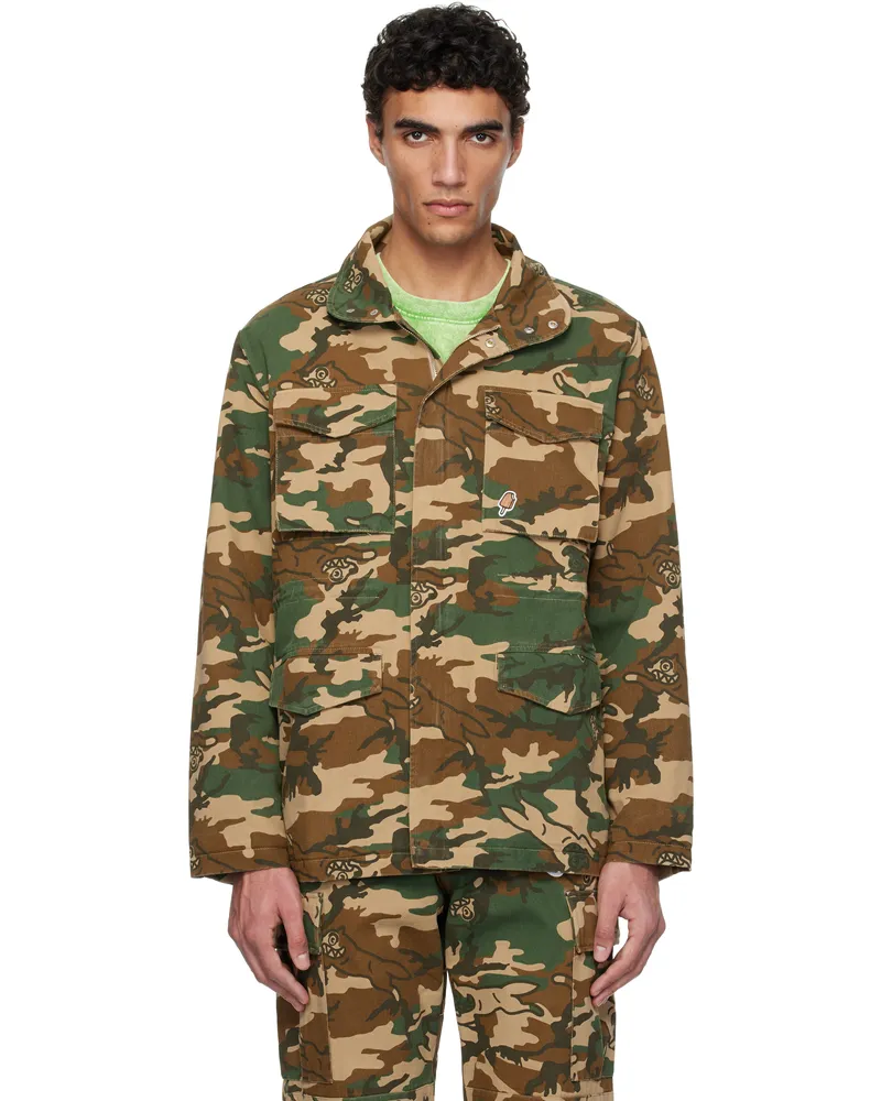 ICECREAM Khaki Running Dog Woodland Camo M65 Jacket Multi
