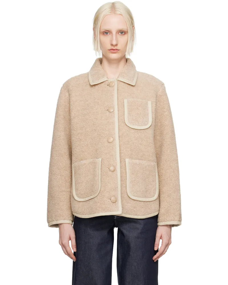 A.P.C. Taupe Esther Faux-Shearling Jacket Bab