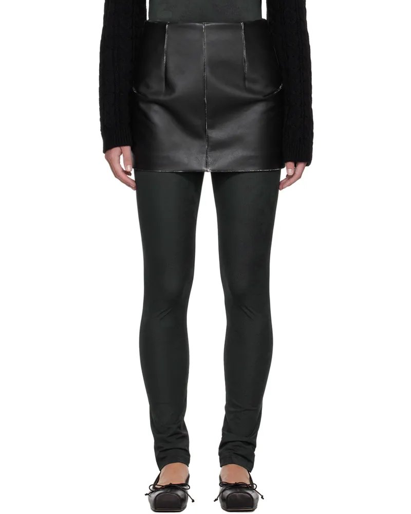 Maison Margiela Black Dart Leather Miniskirt 900