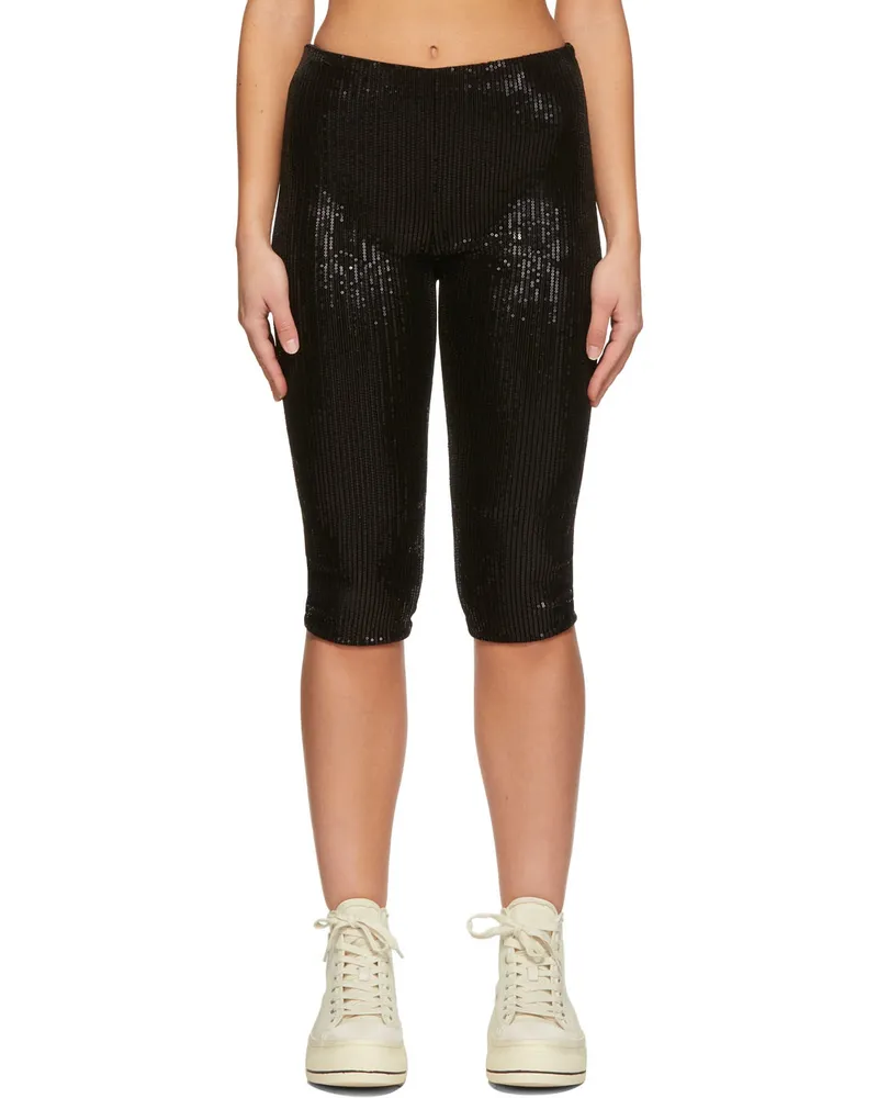 WE 11 DONE Black Sequin Shorts Black