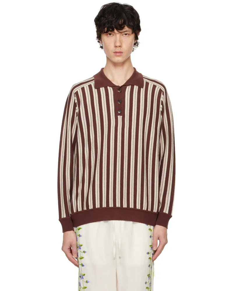 BODE Brown & Off-White Hogan Stripe Polo Brmlt