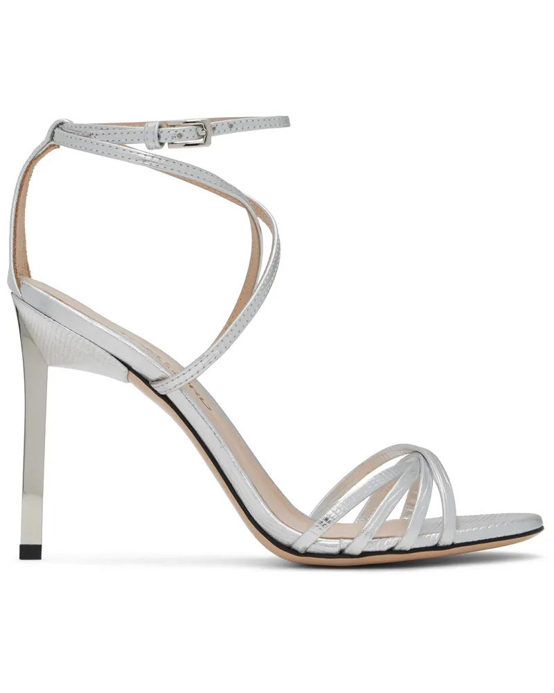 Tom Ford Silver Laminated Printed Lizard Ida Heeled Sandals 1g004