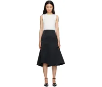 White & Black Asymmetric Midi Dress