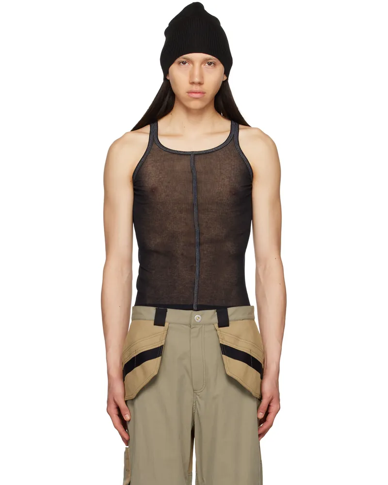 Dion Lee Black Semi-Sheer Tank Top Black