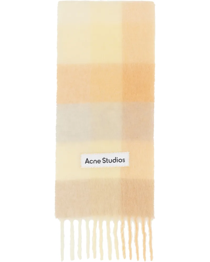 Acne Studios Yellow & Orange Mohair Checked Scarf Ds8