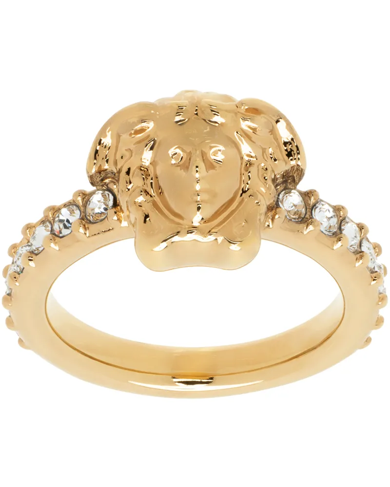 Versace Gold Crystal 'La Medusa' Ring 4j090