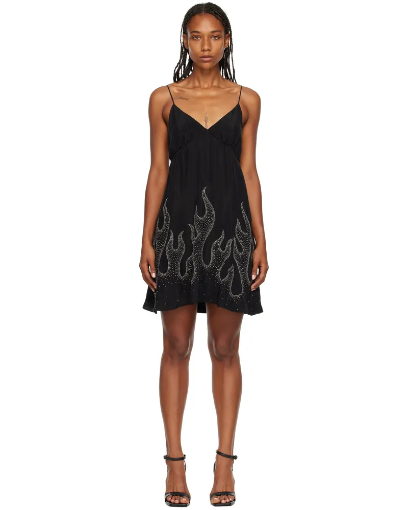 Palm Angels Black Flames Minidress Black