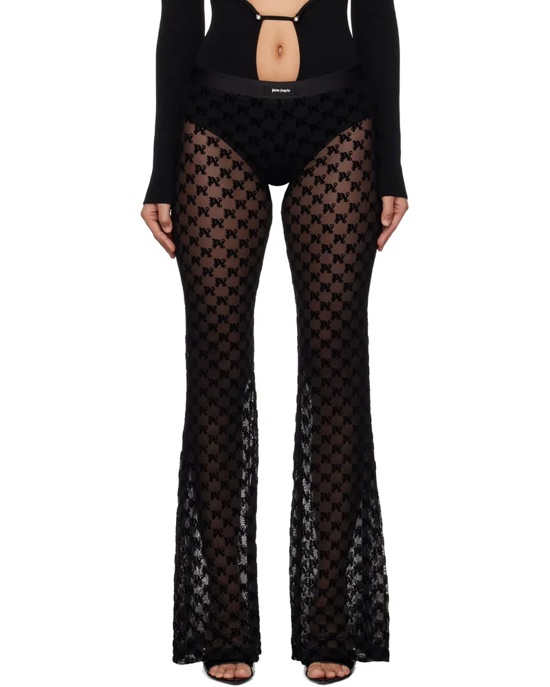 Palm Angels Black Monogram Tulle Trousers Black