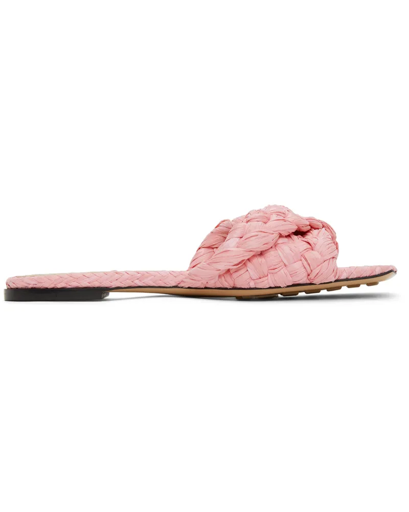 Bottega Veneta Pink Raffia Stretch Flat Sandals 5657