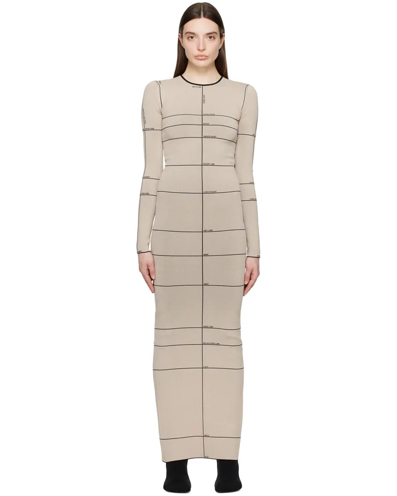 VETEMENTS Beige Checked Maxi Dress Linen