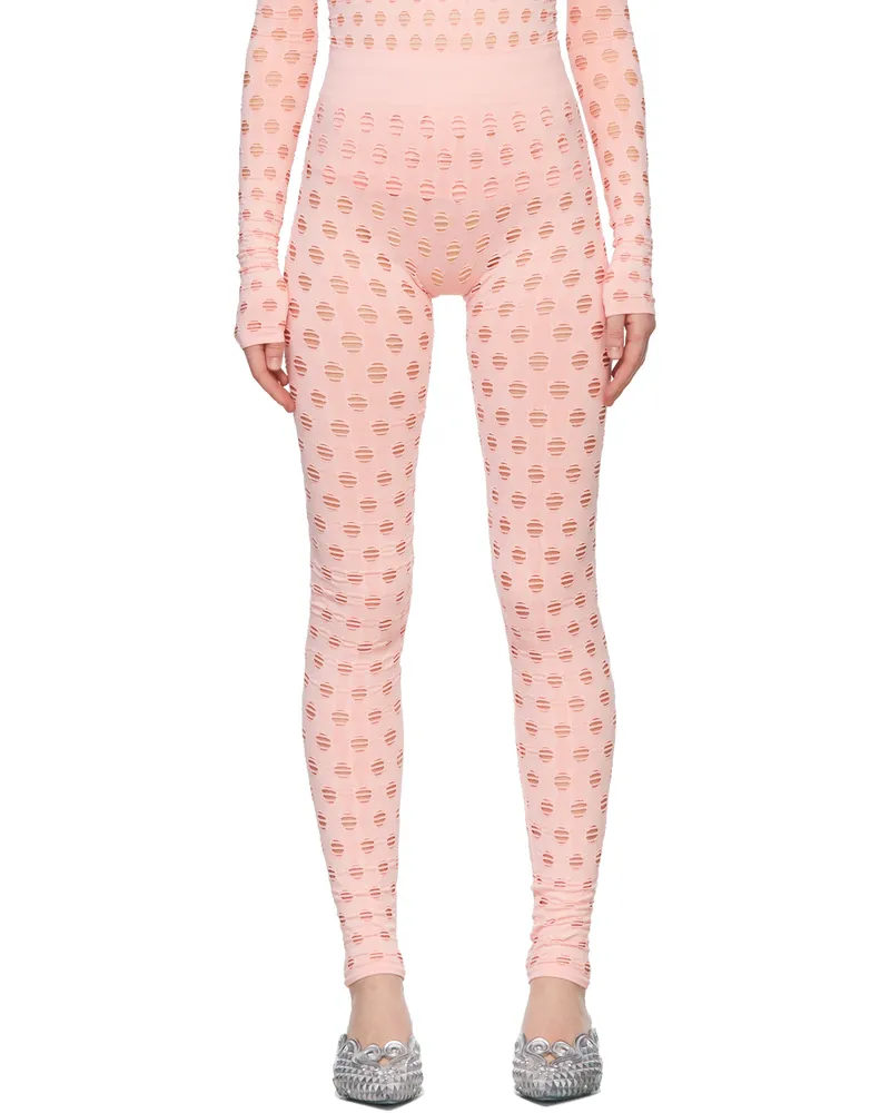 Maisie Wilen SSENSE Exclusive Pink Perforated Leggings Baby