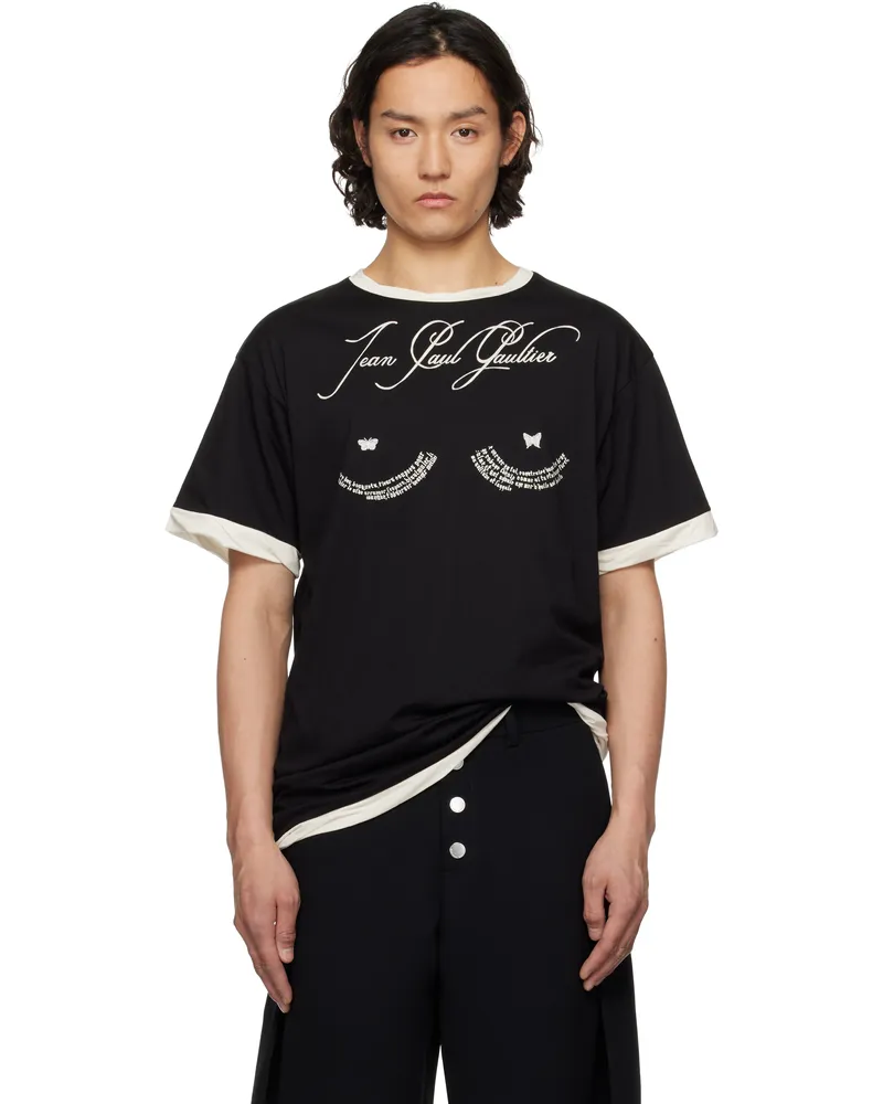 Jean Paul Gaultier Black 'The Oversized Tattoo Poem' T-shirt 0003-black