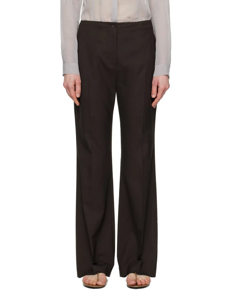 AMOMENTO Brown Straight Fit Trousers Dark_brown