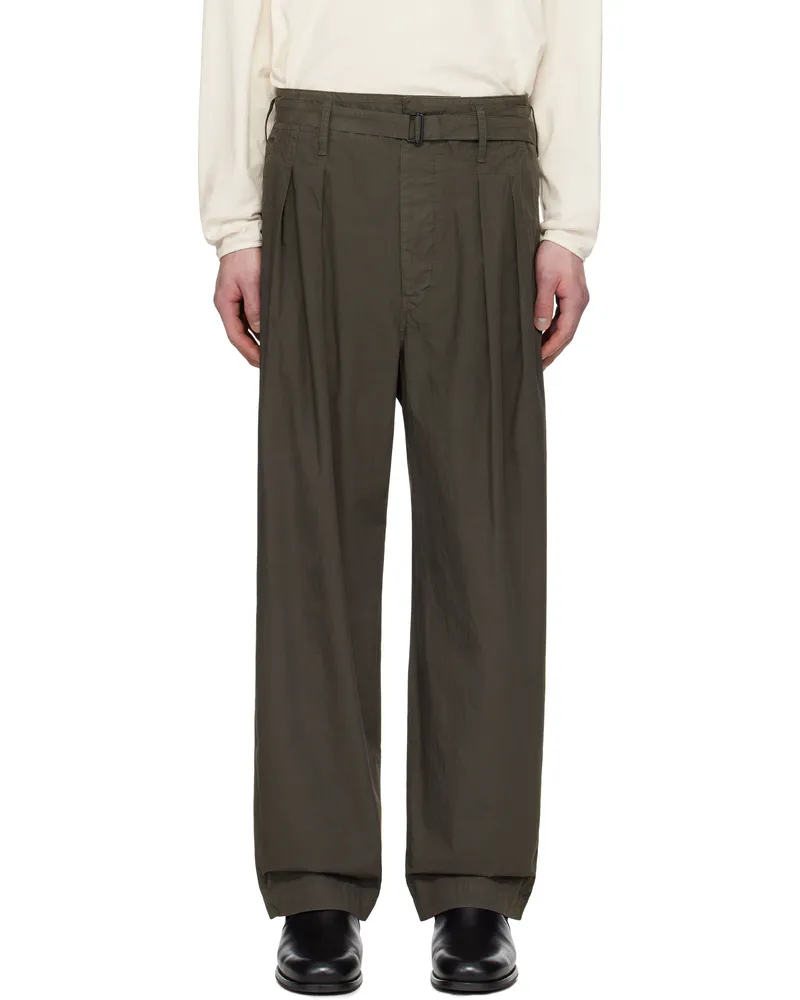 Christophe Lemaire Brown Belted Pleated Trousers Br449