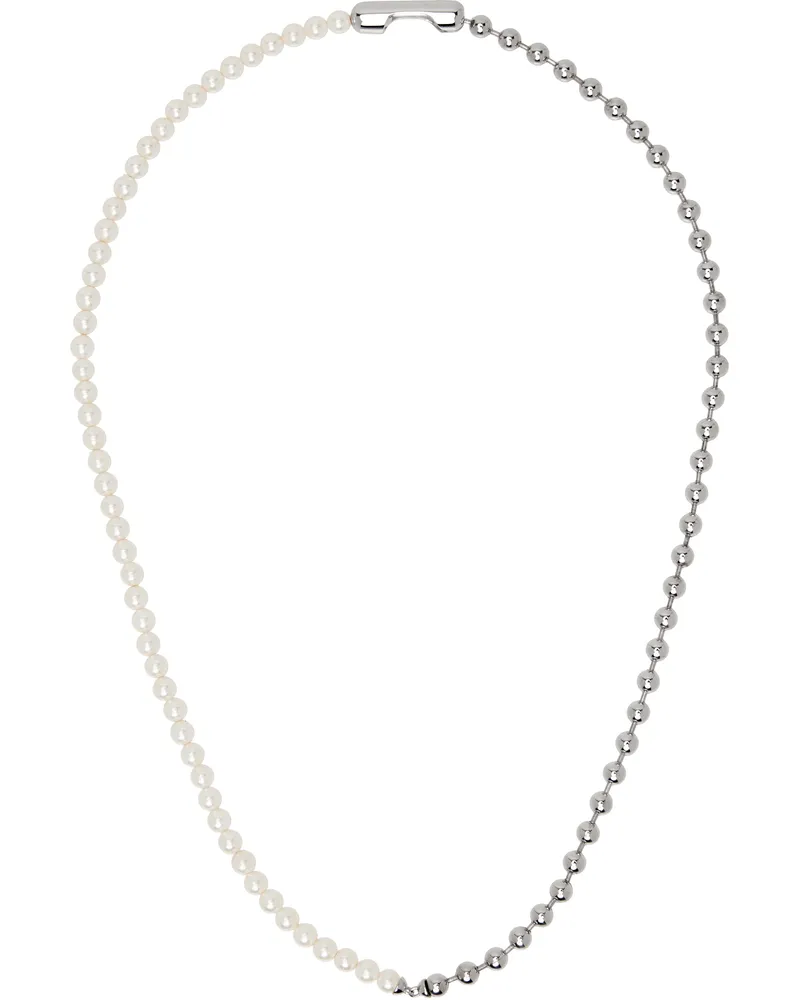 AMBUSH Silver Pearl Ball Chain Necklace