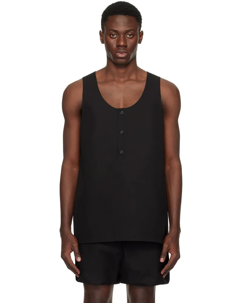 WE 11 DONE Black Scoop Neck Tank Top Black