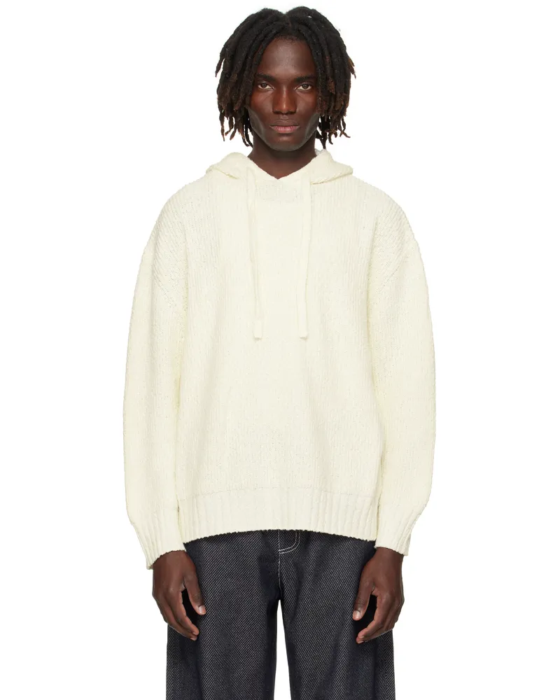 COMMAS Off-White Relaxed Knit Hoodie White