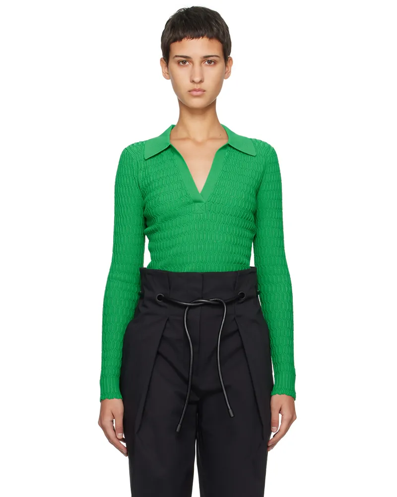 3.1 phillip lim Green Honeycomb Stitch Polo Gr320