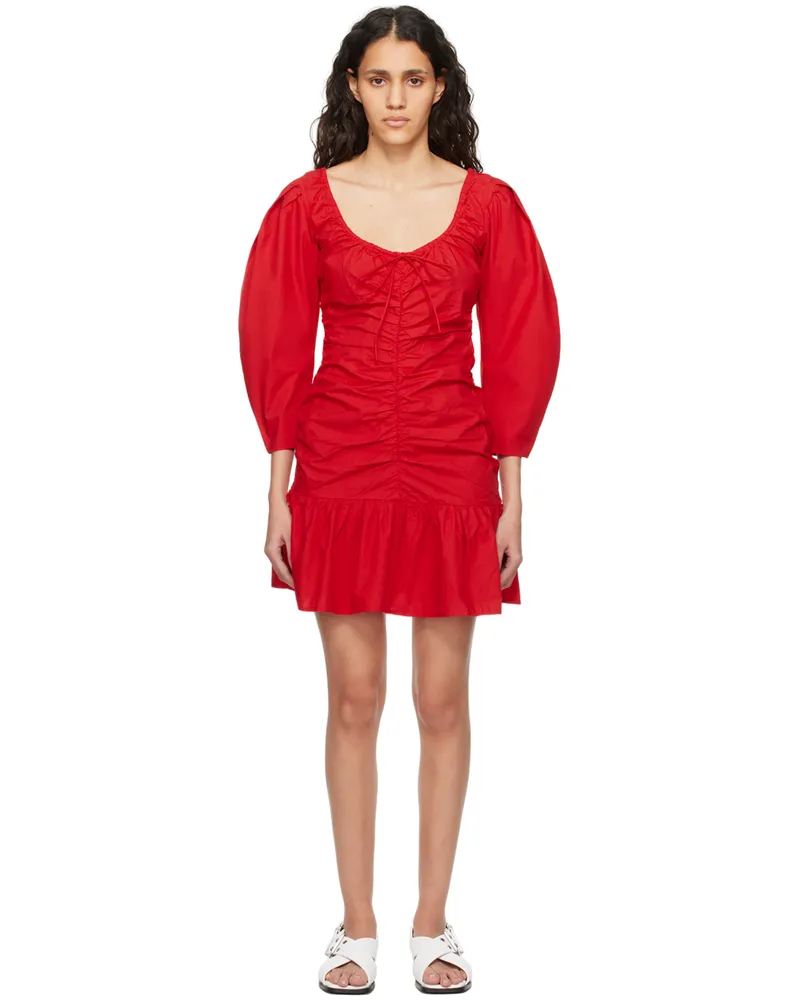 Ganni Red Gathered Minidress 474
