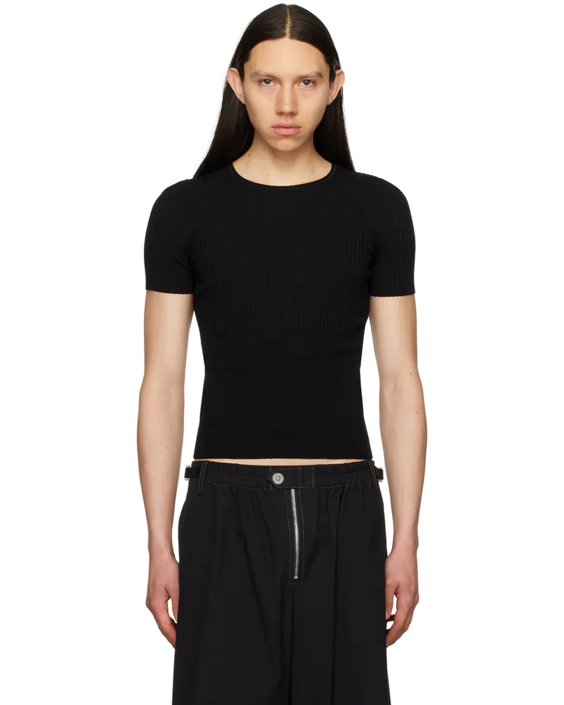 Dion Lee Black Gradient Rib T-Shirt Black
