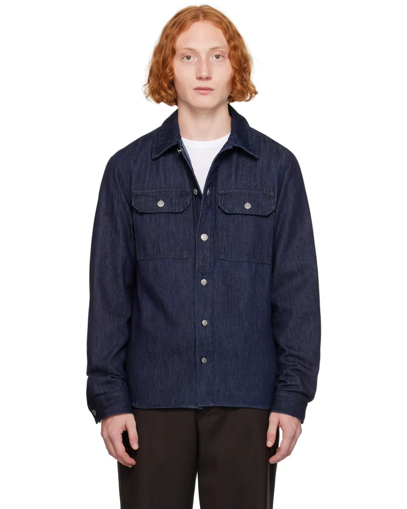 Dries van Noten Navy Washed Denim Shirt 507