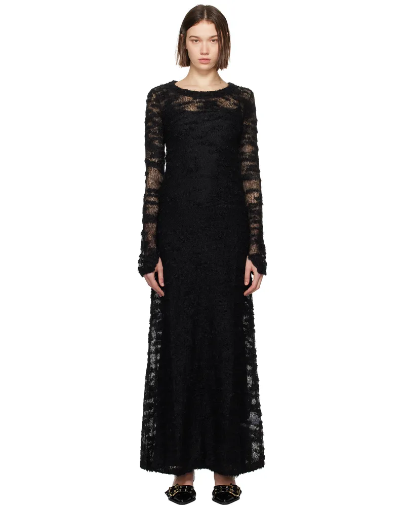 Ganni Black Bouclé Maxi Dress 099