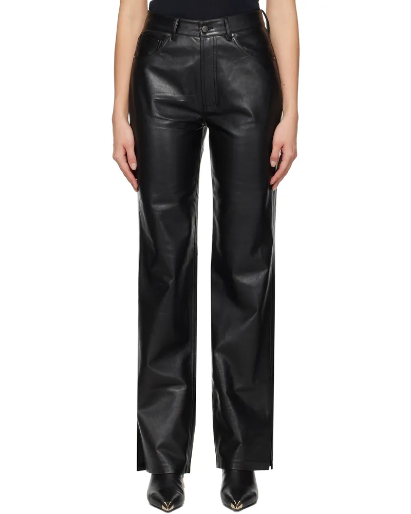 Anine Bing Black Roy Leather Pants Black